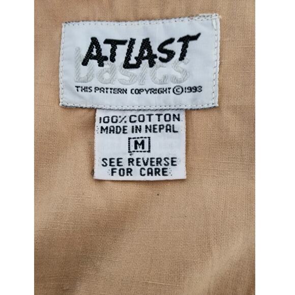 Vtg At Last Basics Cowboy Western Themed Sleeveless Button Down Vest Womens Med - Picture 6 of 7